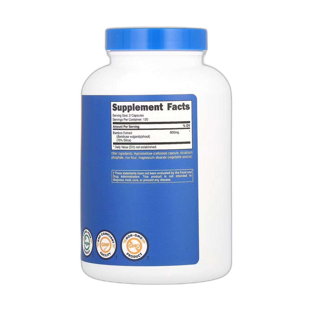 Nutricost, Bamboo Extract, 240 Capsules back packaging view