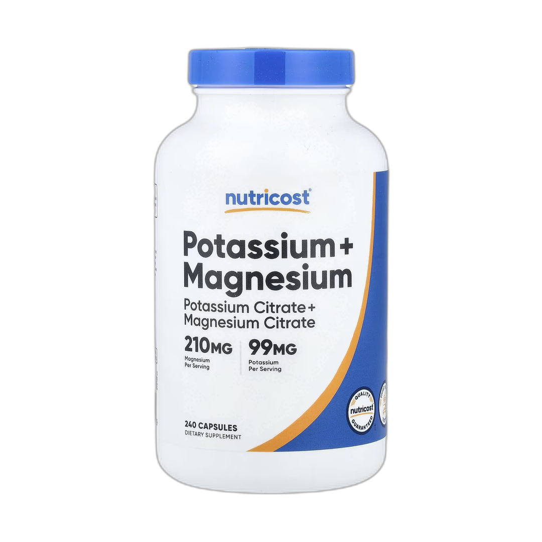Nutricost, Potassium + Magnesium, 240 Capsules front packaging view