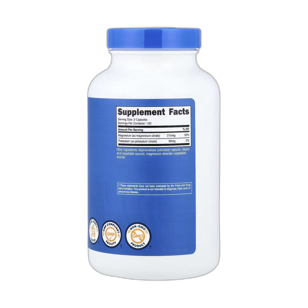 Nutricost, Potassium + Magnesium, 240 Capsules back packaging view