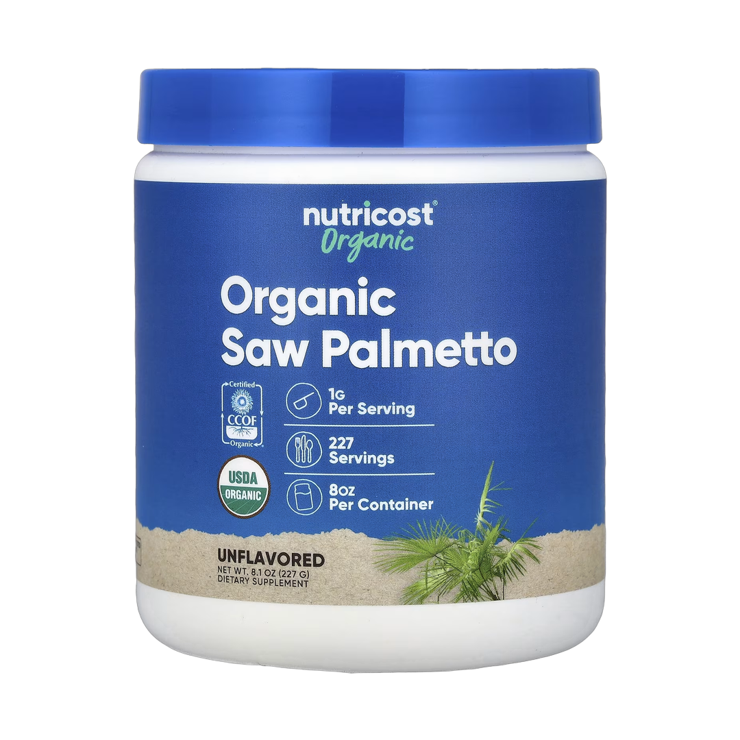 Nutricost, Organic Saw Palmetto, Unflavored, 8.1 oz, 227 g front packaging view