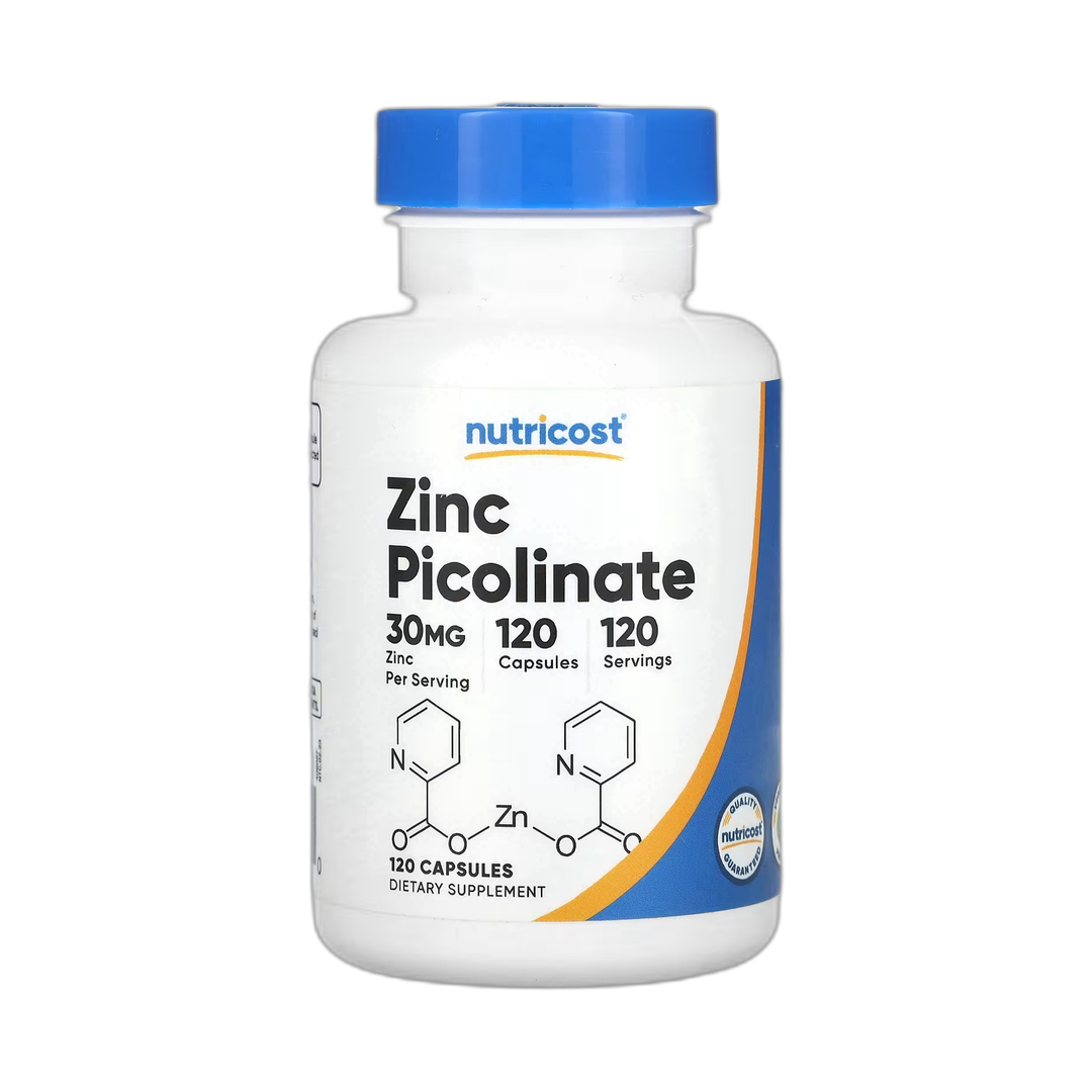 Nutricost, Zinc Picolinate, 30 mg, 120 Capsules front packaging view