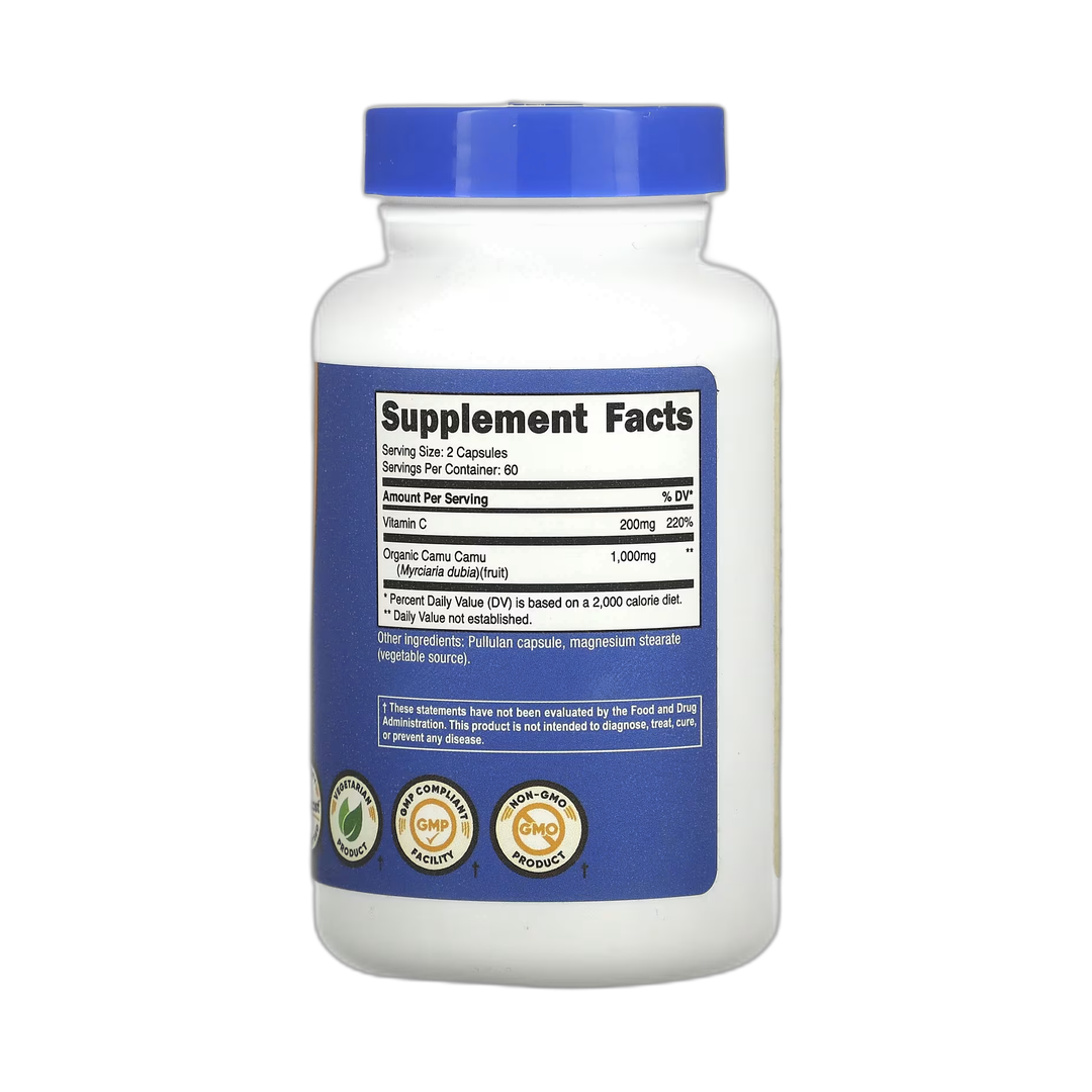 Nutricost, Camu Camu, 120 Capsules back packaging view