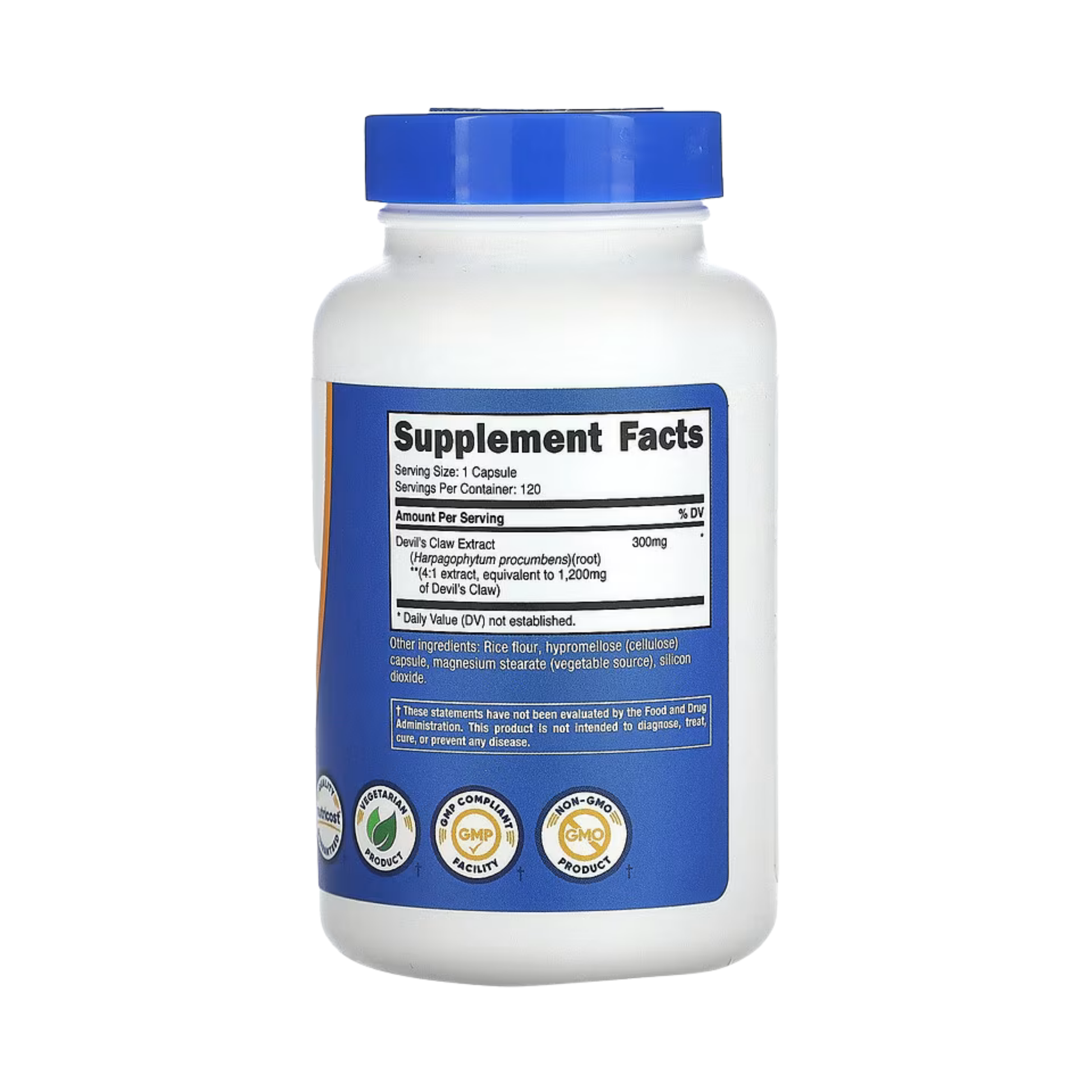 Nutricost, Devil's Claw, 1,200 mg , 120 Capsules back packaging view