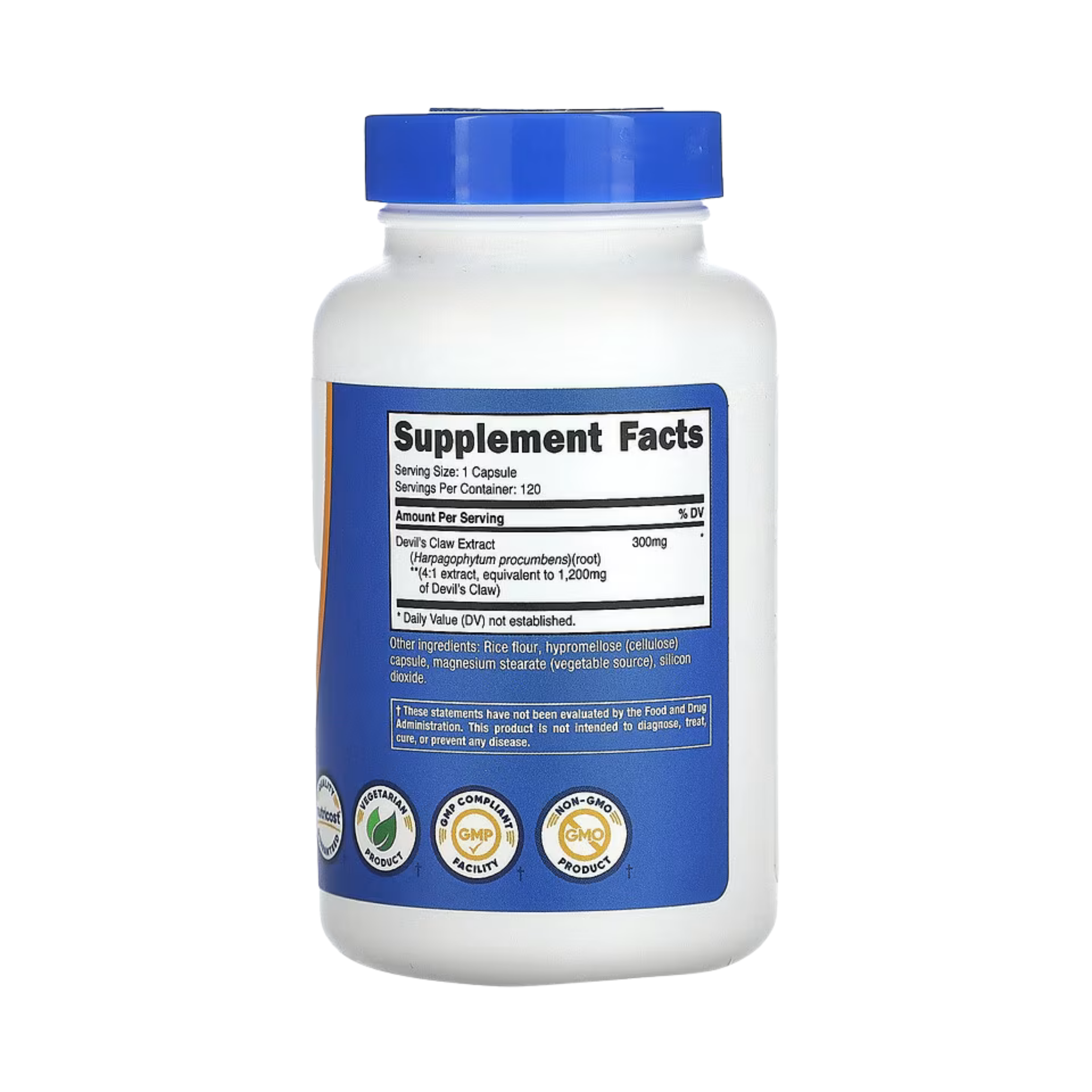 Nutricost, Devil's Claw, 1,200 mg , 120 Capsules back packaging view