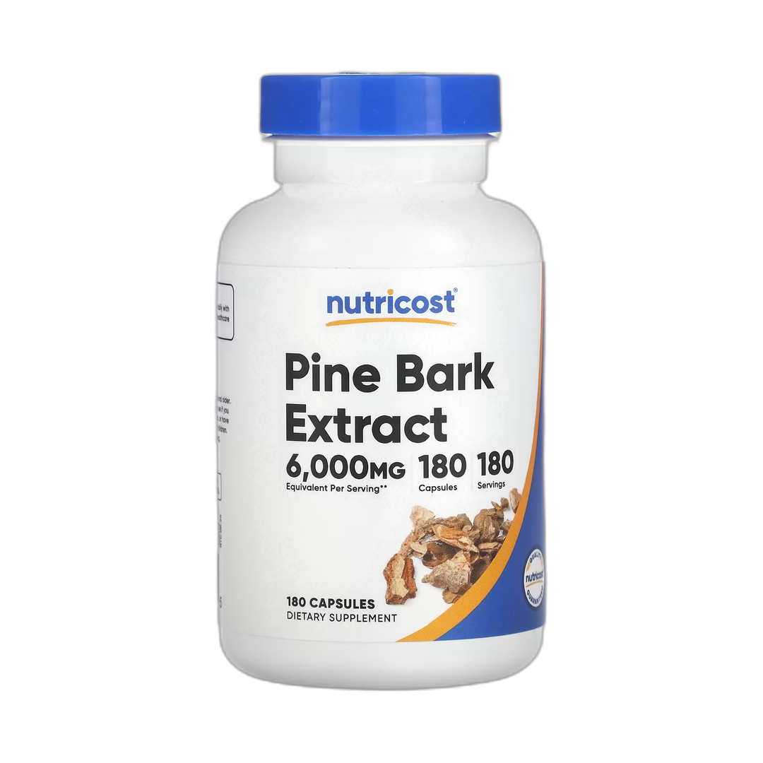 Nutricost, Pine Bark Extract, 6,000 mg, 180 Capsules front packaging view