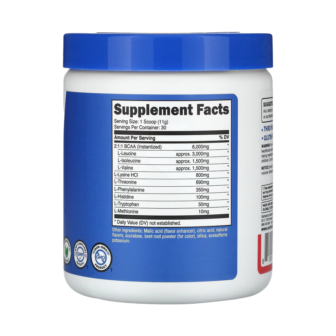 Nutricost, Performance, EAA, Fruit Punch, 11.6 oz, 330 g back packaging view