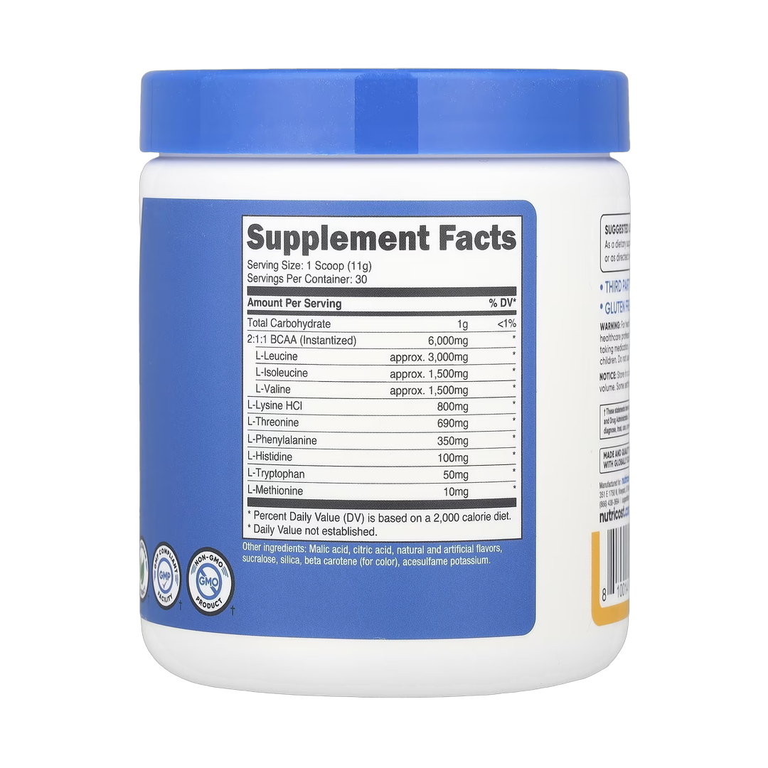 Nutricost, Performance, EAA Powder, 11.8 oz, 330 g back packaging view