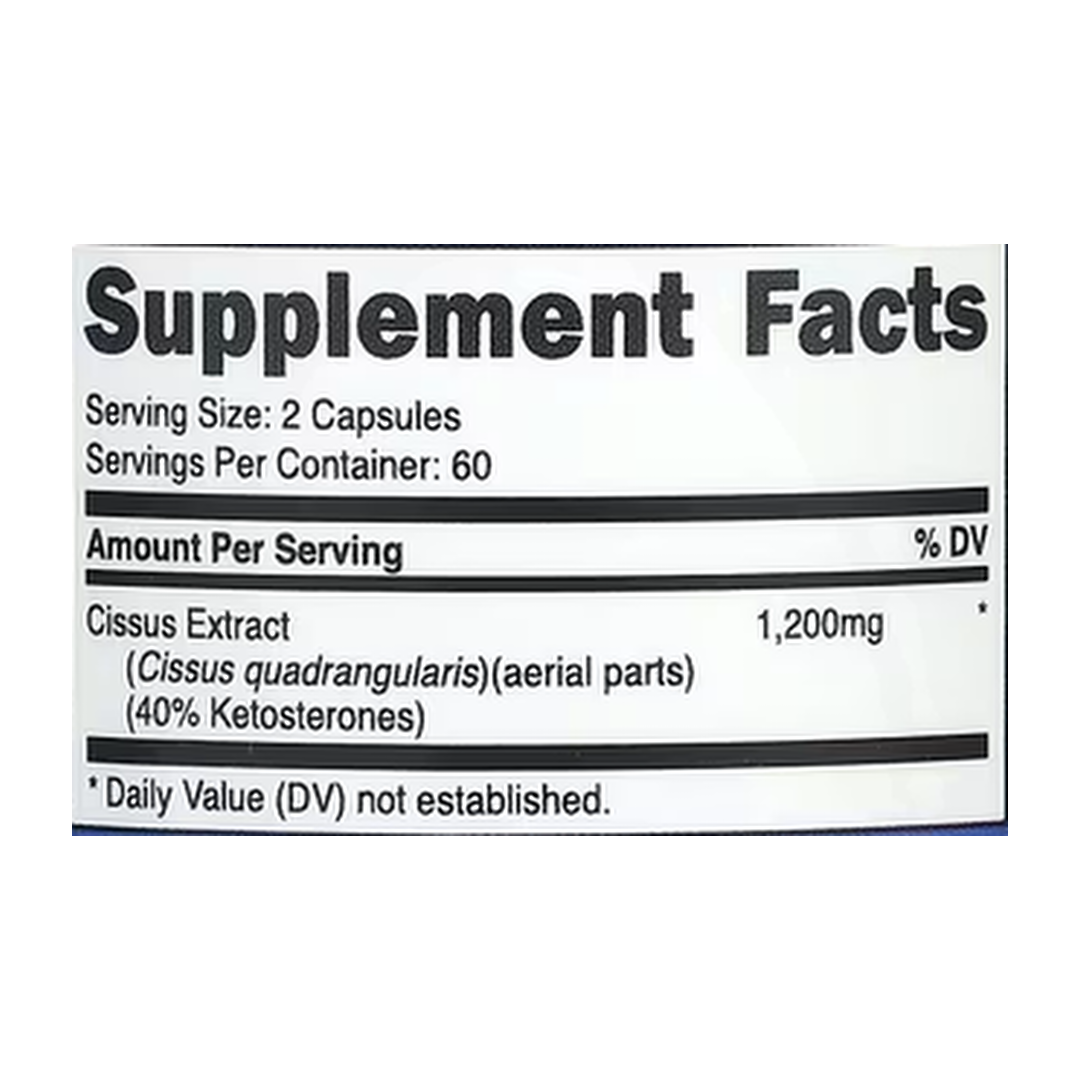 Nutricost, Cissus, 120 Capsules supplement facts label showing ingredients, vitamins, minerals, and serving information
