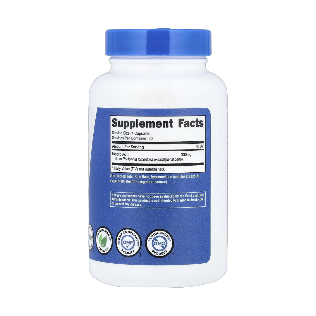 Nutricost, Performance, Ursolic Acid, 120 Capsules back packaging view