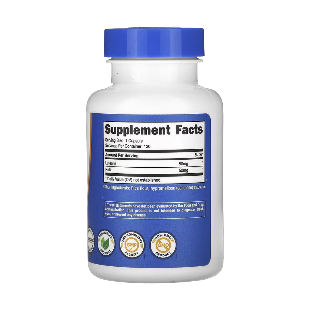 Nutricost, Luteolin With Rutin, 50 mg, 120 Capsules back packaging view