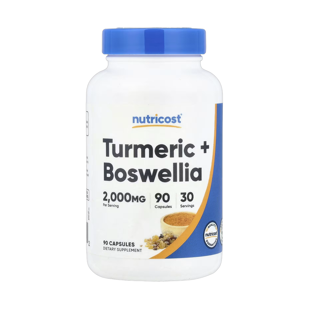 Nutricost, Turmeric + Boswellia, 90 Capsules front packaging view