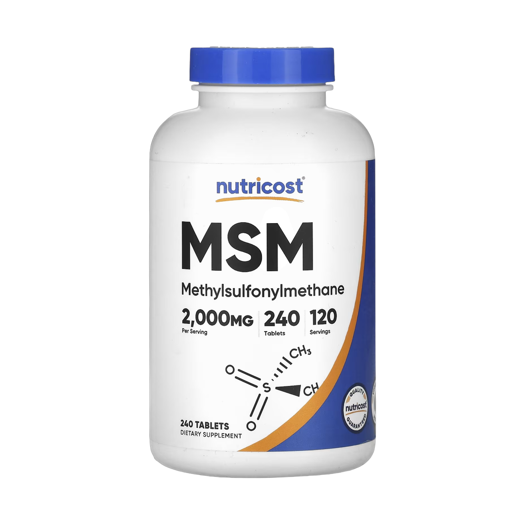 Nutricost, MSM, 240 Tablets front packaging view