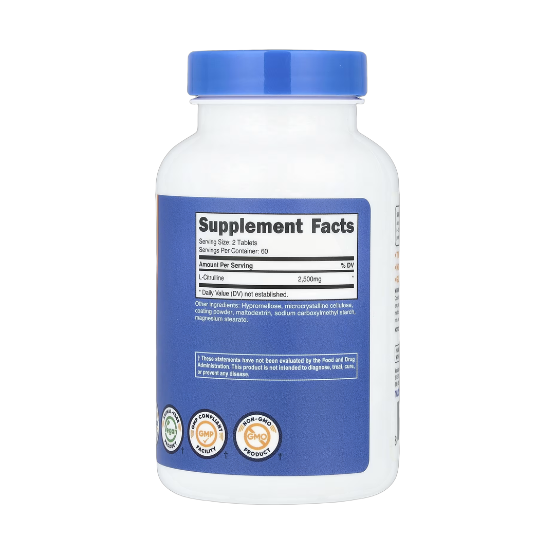 Nutricost, L-Citrulline, 120 Tablets back packaging view
