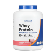 Nutricost, Whey Protein Concentrate, Strawberry Milkshake, 5 lb, 2,268 g front packaging view