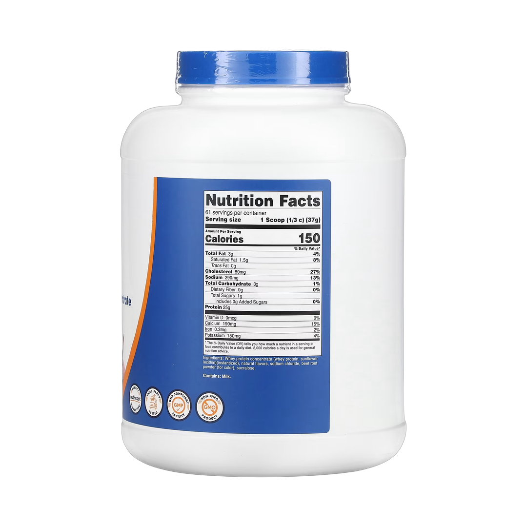 Nutricost, Whey Protein Concentrate, Strawberry Milkshake, 5 lb, 2,268 g back packaging view
