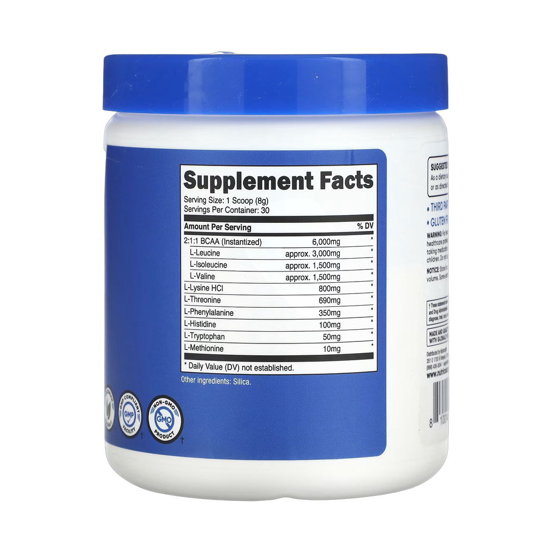 Nutricost, Performance, EAA, Unflavored, 8.9 oz, 249 g back packaging view