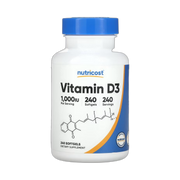Nutricost, Vitamin D3, 1,000 IU, 240 Softgels front packaging view