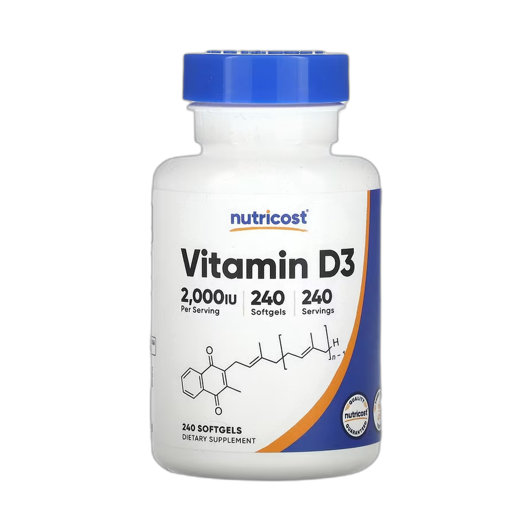 Nutricost, Vitamin D3, 2,000 IU, 240 Softgels front packaging view