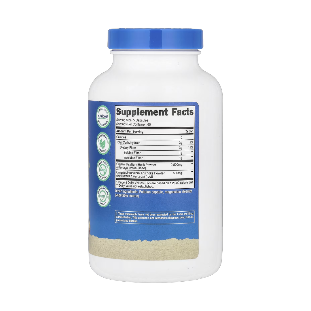 Nutricost, Fiber, 300 Capsules back packaging view