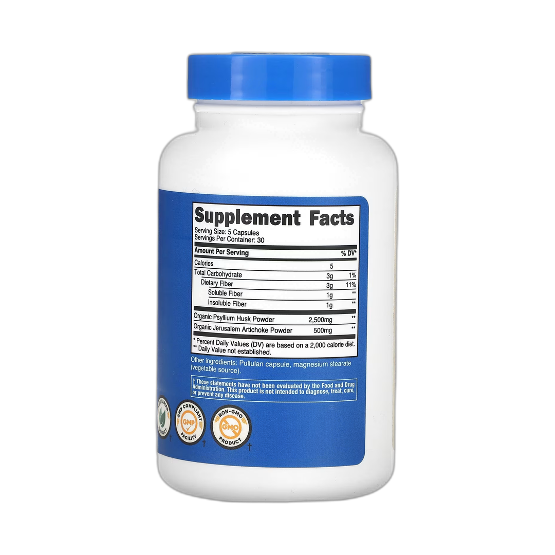 Nutricost, Fiber, 150 Capsules back packaging view