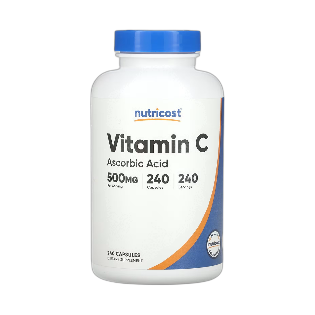 Nutricost, Vitamin C, 500 mg, 240 Capsules front packaging view