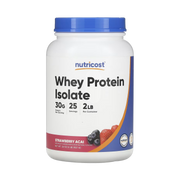 Nutricost, Whey Protein Isolate, Strawberry Acai , 2 lb, 907 g front packaging view