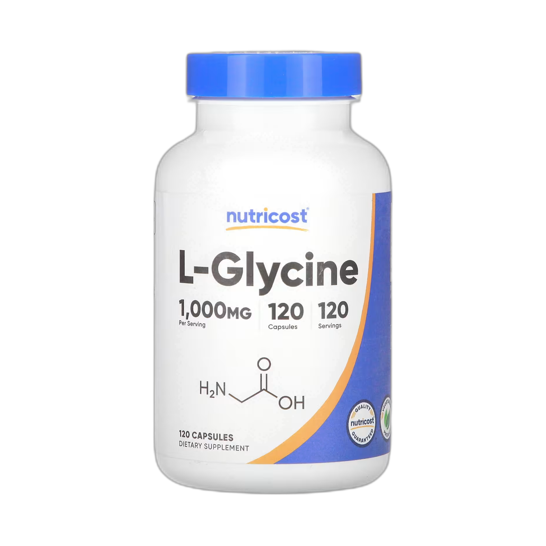 Nutricost, L-Glycine, 1,000 mg, 120 Capsules front packaging view