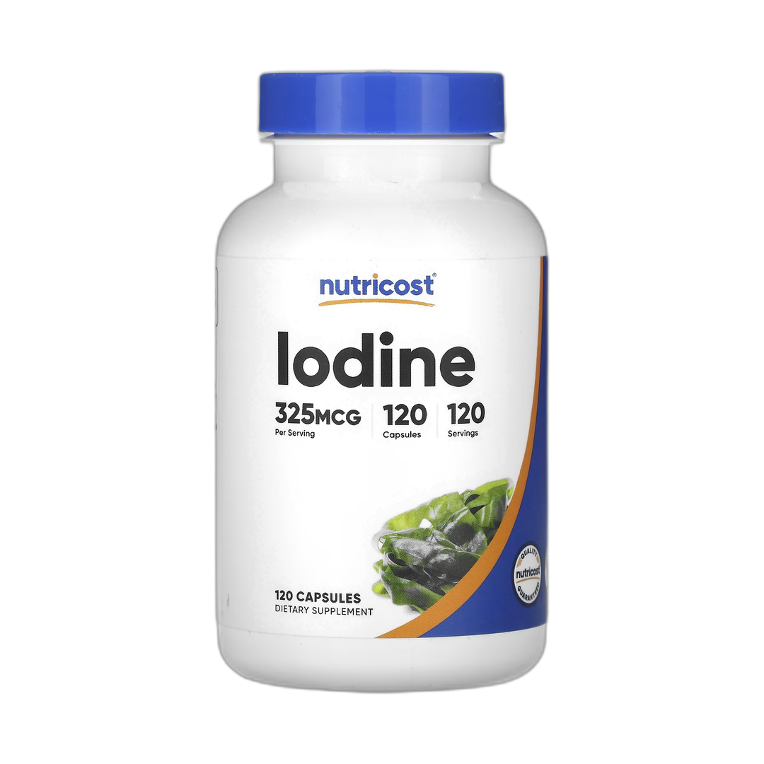 Nutricost, Iodine, 325 mcg, 120 Capsules front packaging view