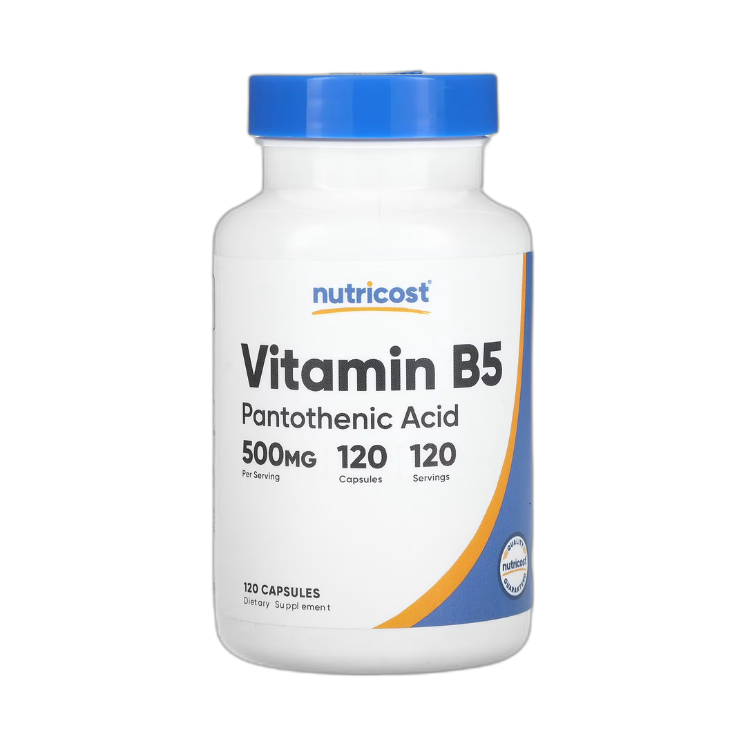 Nutricost, Vitamin B5, 500 mg, 120 Capsules front packaging view