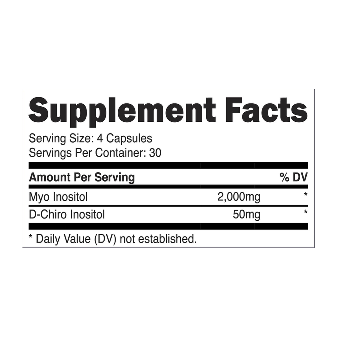 Nutricost, Women, Myo & D-Chiro Inositol, 120 Capsules supplement facts label showing ingredients, vitamins, minerals, and serving information