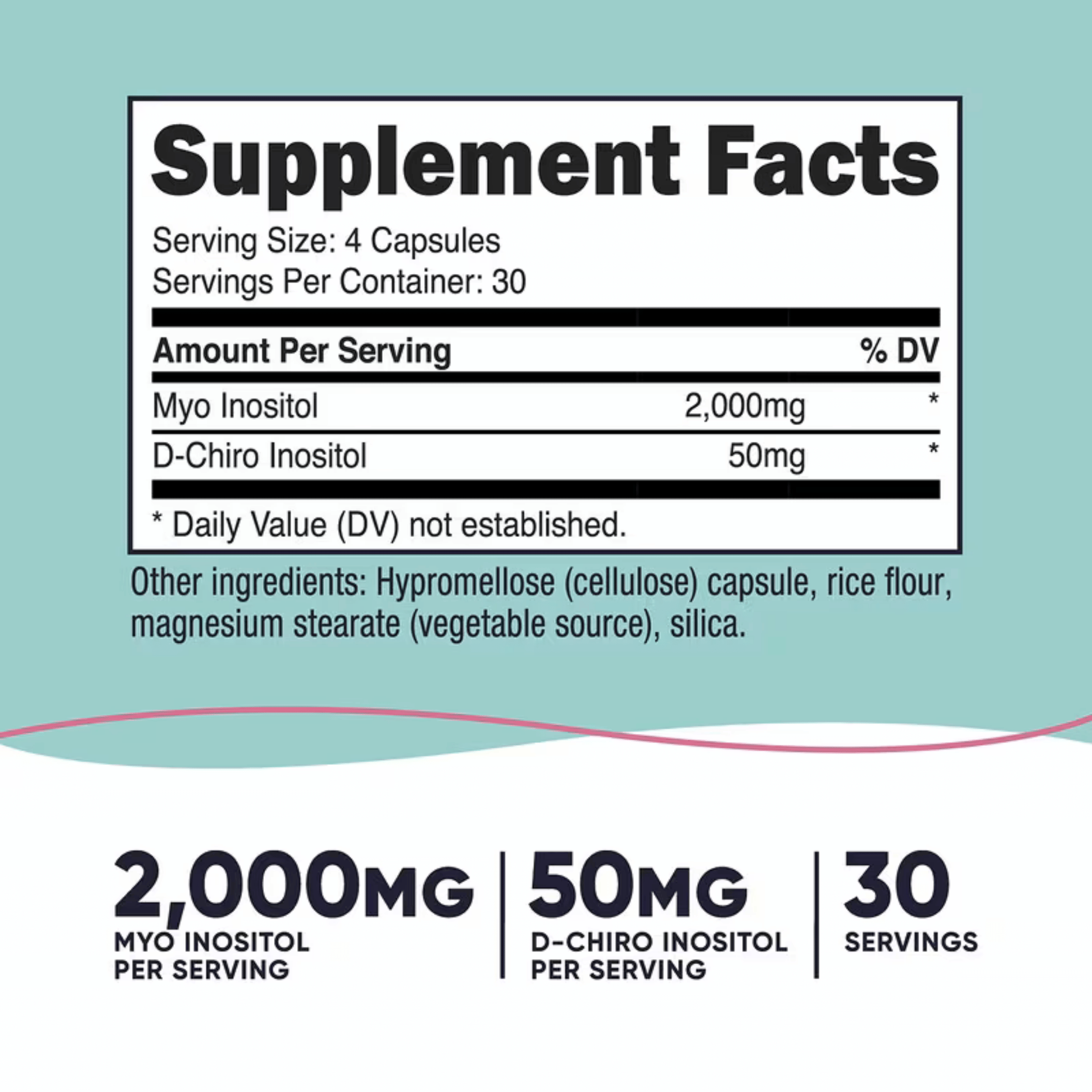 Nutricost, Women, Myo & D-Chiro Inositol, 120 Capsules packaging side view