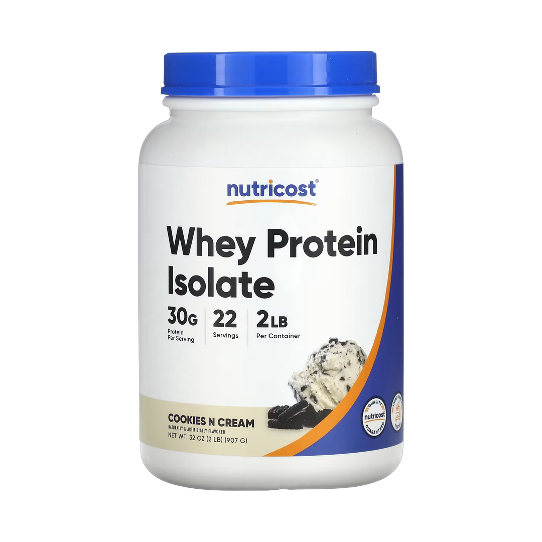 Nutricost, Whey Protein Isolate, Cookies N Cream, 2 lb, 907 g front packaging view
