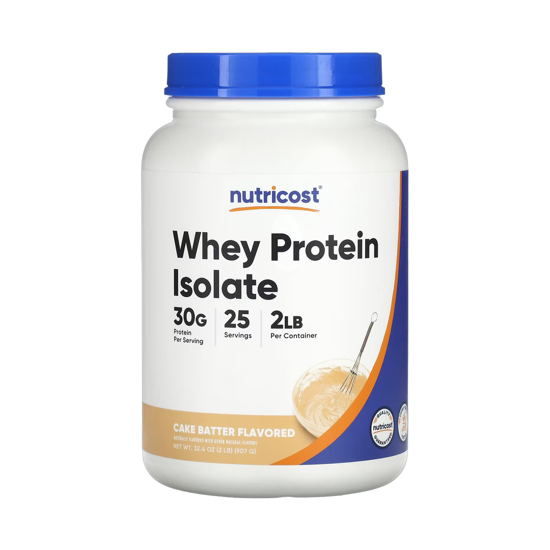 Nutricost, Whey Protein Isolate, Cake Batter, 2 lb, 907 g front packaging view