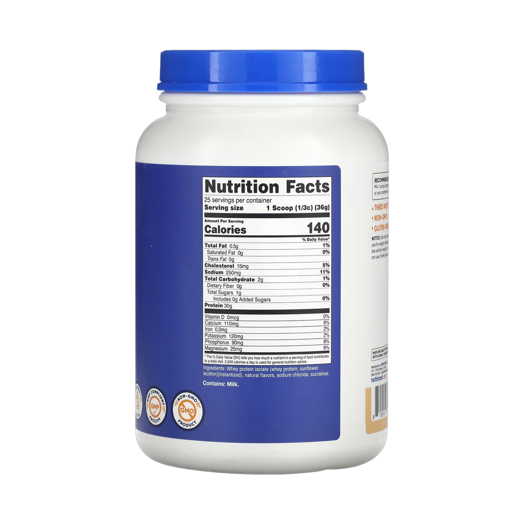Nutricost, Whey Protein Isolate, Cake Batter, 2 lb, 907 g back packaging view