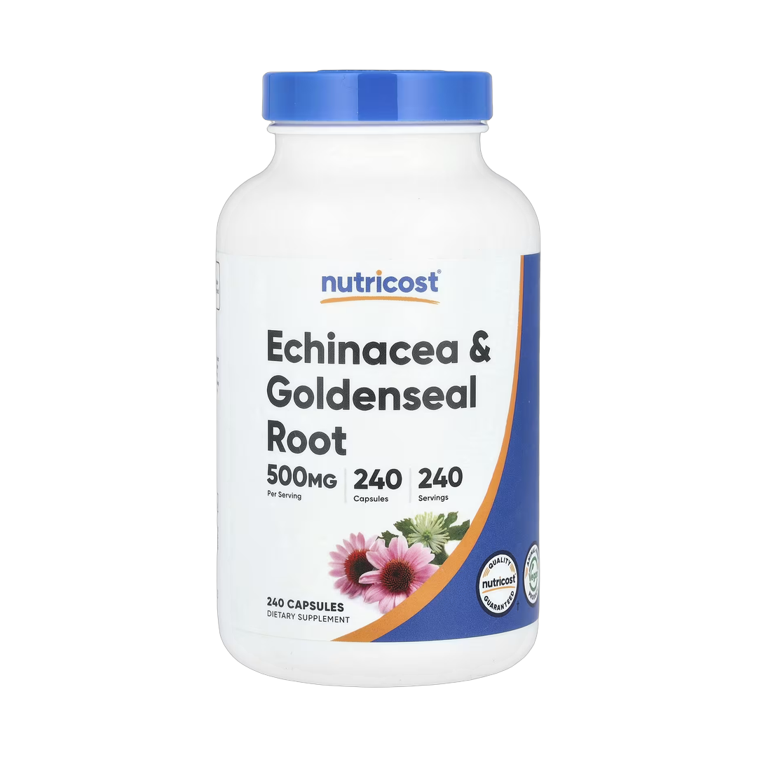Nutricost, Echinacea & Goldenseal Root, 500 mg, 240 Capsules front packaging view