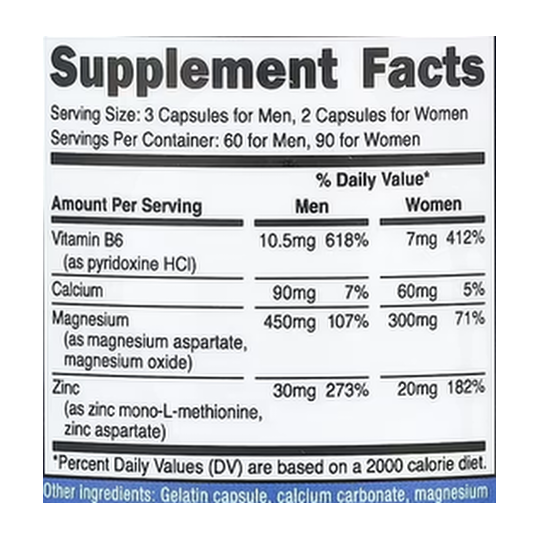 Nutricost, Performance, ZMA®, 180 Capsules supplement facts label showing ingredients, vitamins, minerals, and serving information