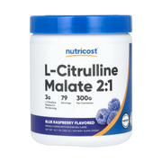 Nutricost, L-Citrulline Malate 2:1, Blue Raspberry, 10.7 oz, 300 g front packaging view