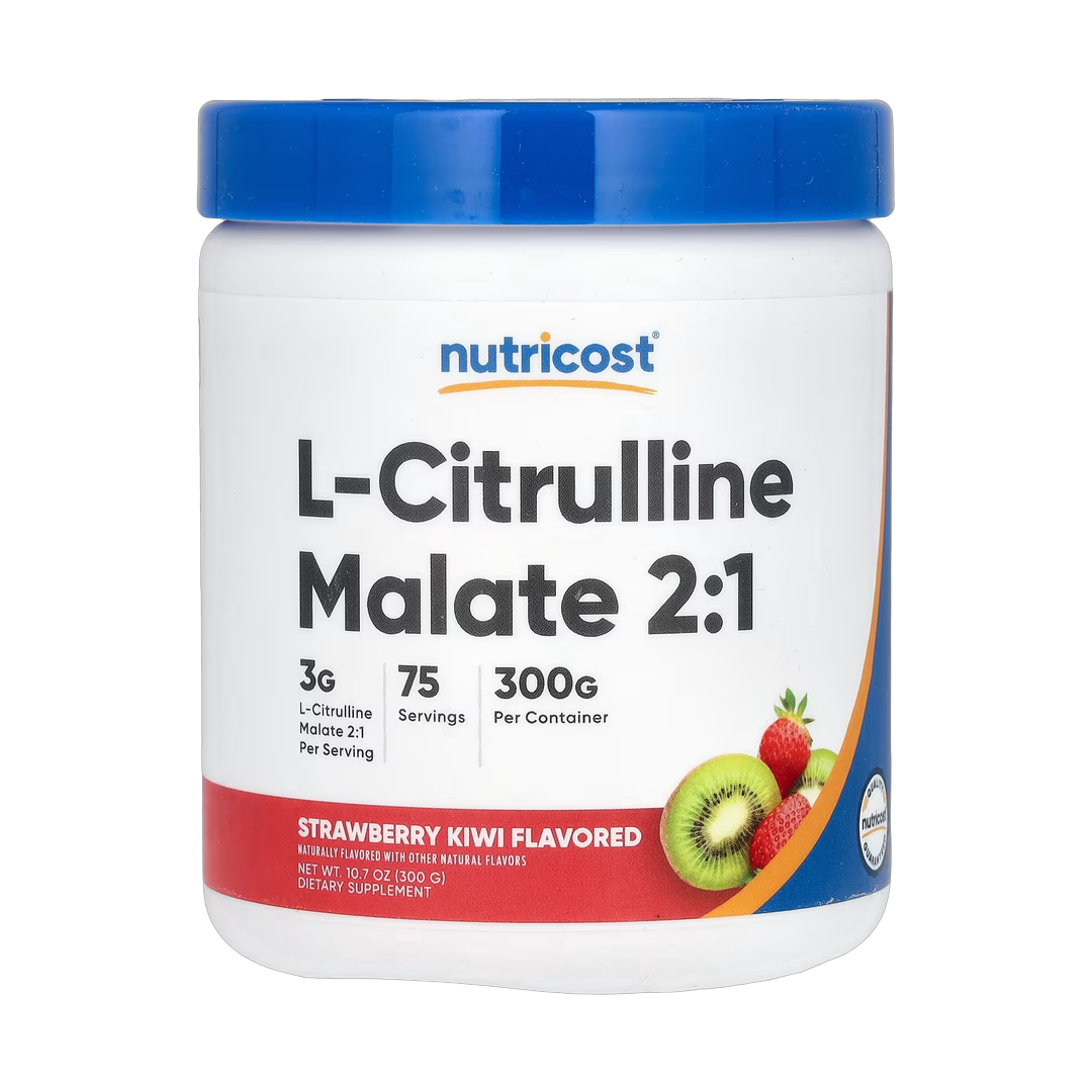 Nutricost, L-Citrulline Malate 2:1, Strawberry Kiwi , 10.7 oz, 300 g front packaging view