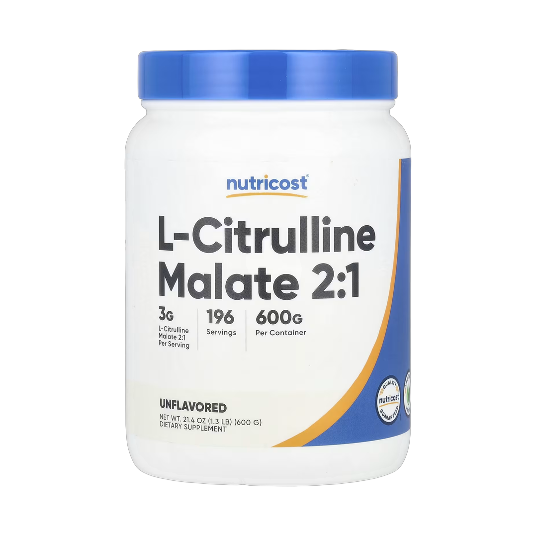 Nutricost, L-Citrulline Malate 2:1, Unflavored, 21.4 oz, 600 g front packaging view
