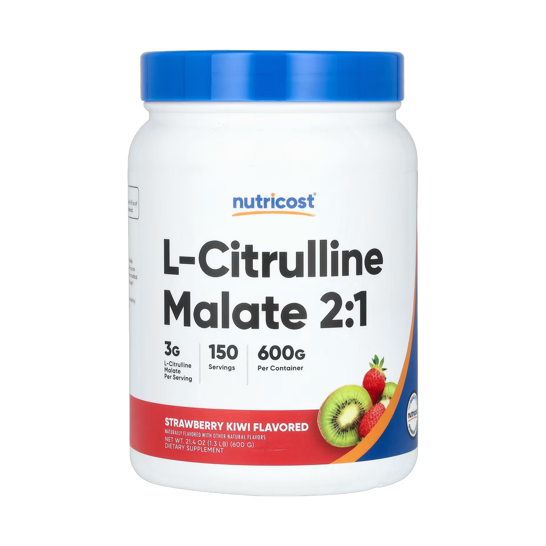 Nutricost, L-Citrulline Malate 2:1, Strawberry Kiwi, 21.4 oz, 600 g front packaging view