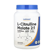 Nutricost, L-Citrulline Malate 2:1, Unflavored, 43.7 oz, 1.2 kg front packaging view