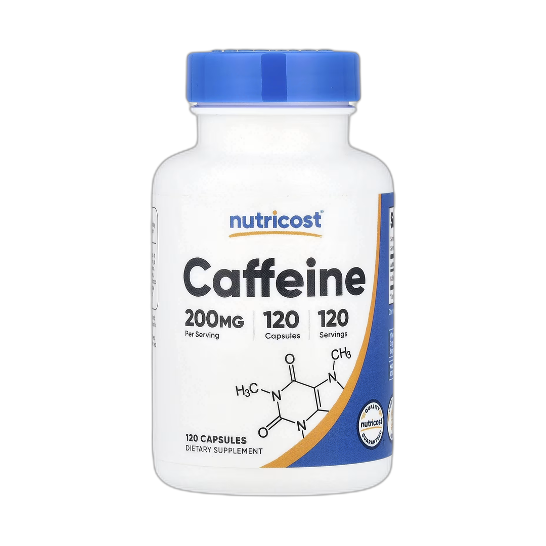 Nutricost, Caffeine, 200 mg, 120 Capsules front packaging view