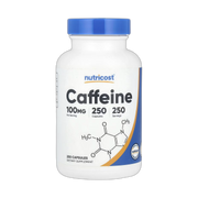 Nutricost, Caffeine, 100 mg, 250 Capsules front packaging view
