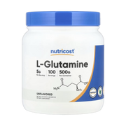 Nutricost, L-Glutamine, Unflavored, 17.9 oz, 500 g front packaging view