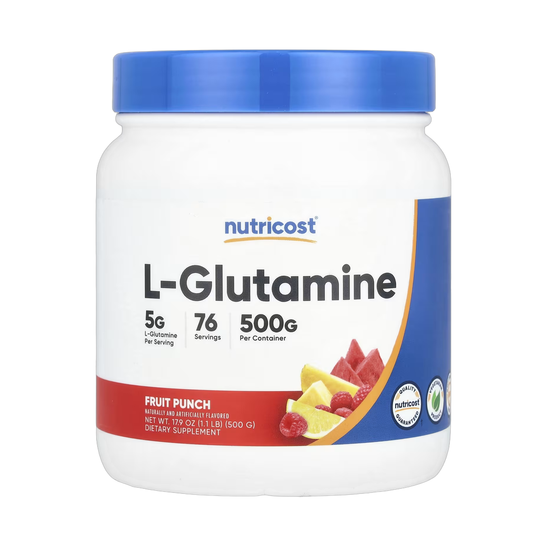 Nutricost, L-Glutamine, Fruit Punch , 17.9 oz, 500 g front packaging view
