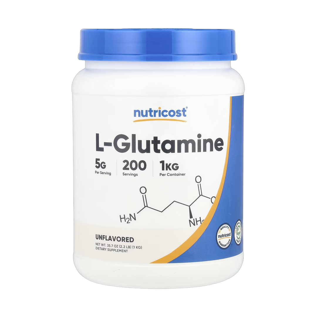 Nutricost, L-Glutamine, Unflavored, 35.7 oz, 1 kg front packaging view