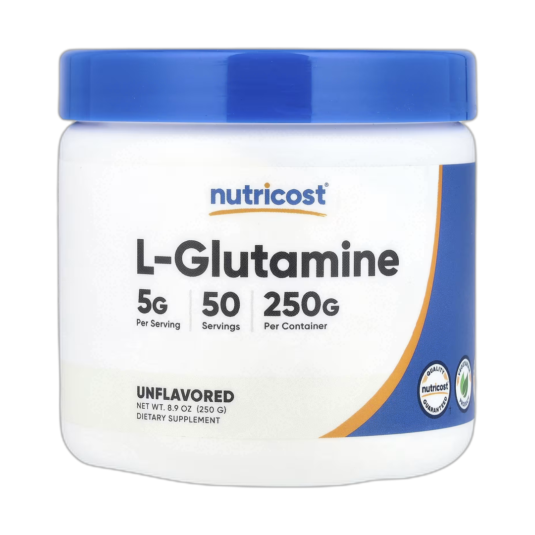 Nutricost, L-Glutamine, Unflavored, 8.9 oz, 250 g front packaging view