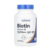 Nutricost, Biotin, 10,000 mcg, 240 Capsules front packaging view