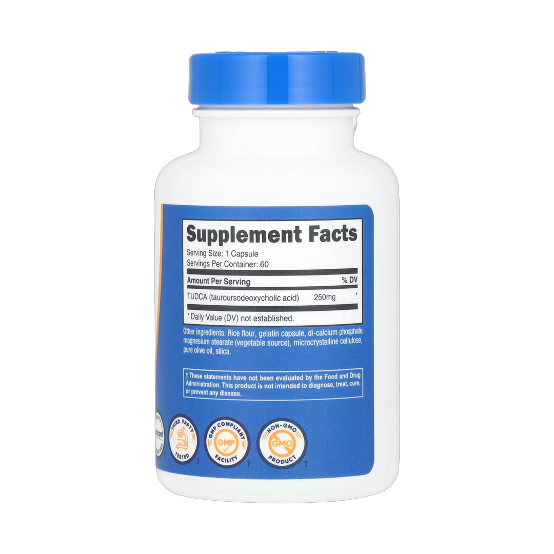 Nutricost, TUDCA, 250 mg, 60 Capsules back packaging view