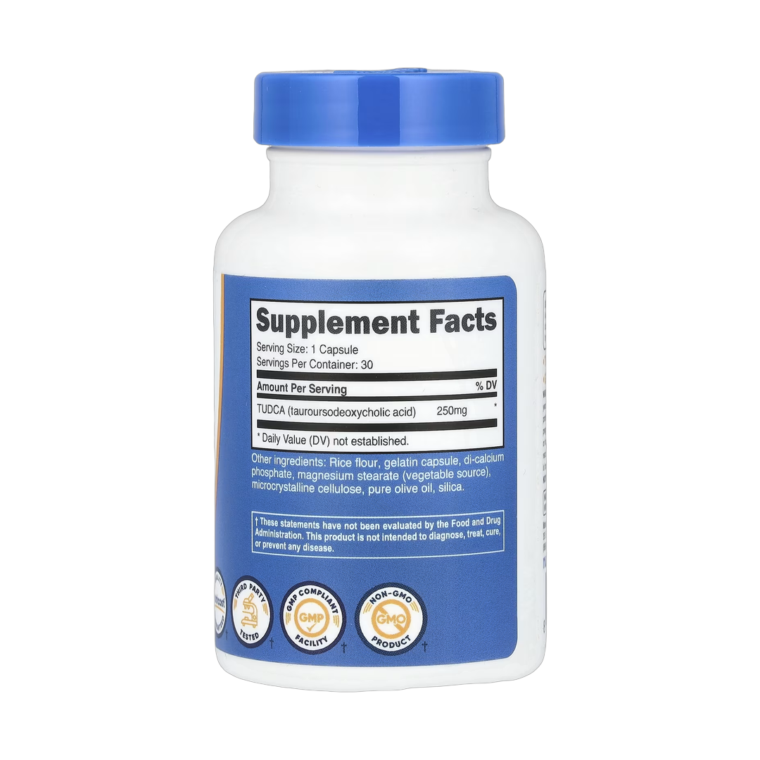 Nutricost, TUDCA, 250 mg, 30 Capsules back packaging view